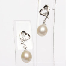 Boucles d&#39;oreilles en perles d&#39;eau douce en forme de coeur 925 (ER1428)